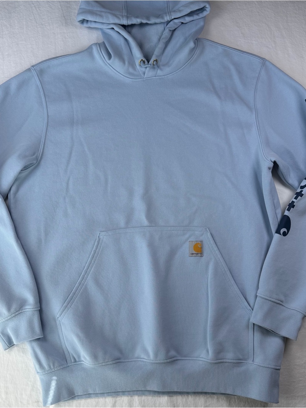 Carhartt Men’s L Light Blue Loose Fit Midweight Logo Sleeve Hoodie
